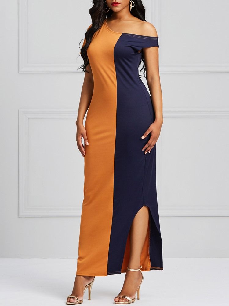 Color Block Bodycon Split Damenkleid