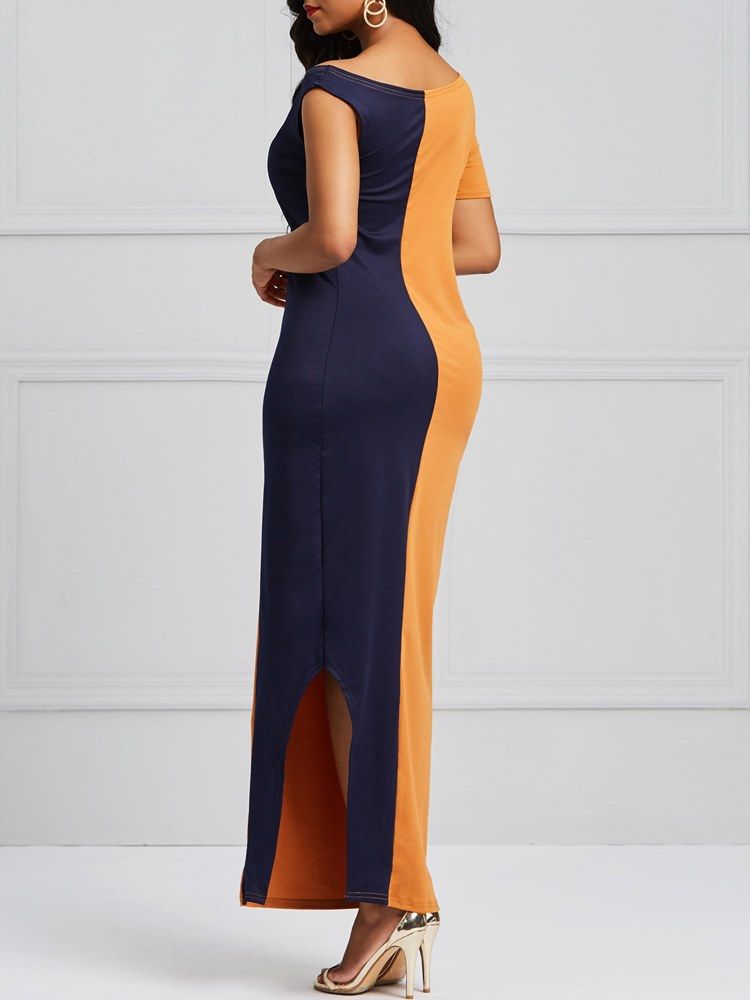 Color Block Bodycon Split Damenkleid