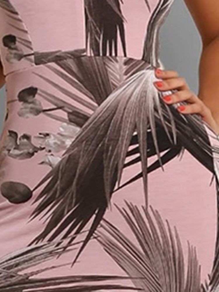 Damen Ärmelloses Spaghetti-trägerkleid Mit V-ausschnitt Und Print Print