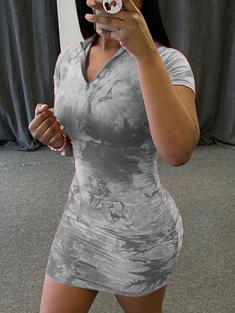 Damen Figurbetontes Kleid Mit Über Dem Knie Und Kurzen Ärmeln