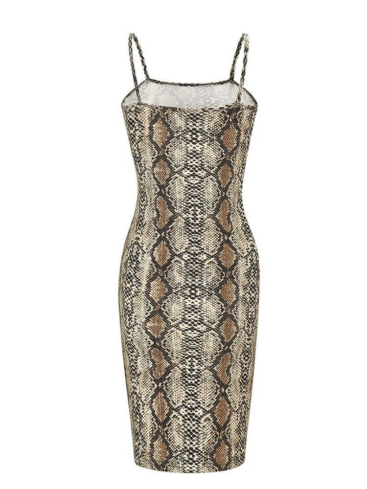 Damen Schlangenprint Über Dem Knie Ärmelloses Sexy Bodycon Kleid