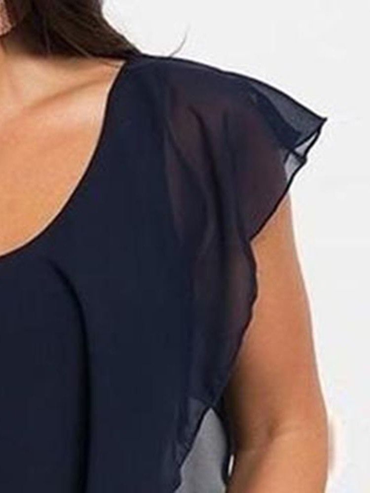 Damen U-kurzarm-asymmetrisches Kleid Mit Mittlerer Taille