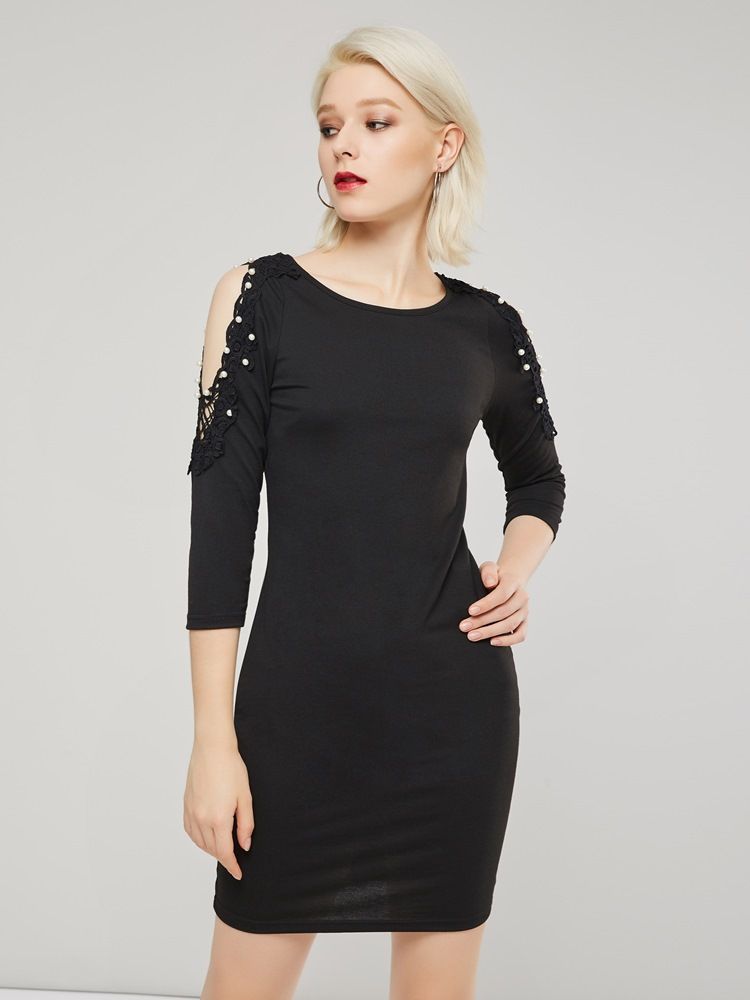 Dreiviertelärmeliges Figurbetontes Kleid Für Damen