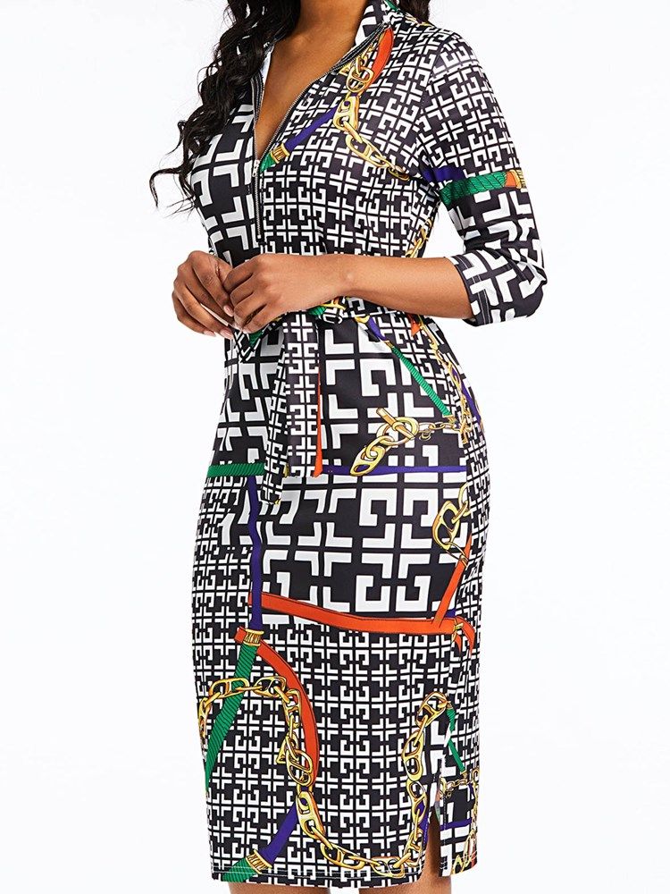 Frauen African Fashion Print V-ausschnitt Bodycon Sexy Kleid