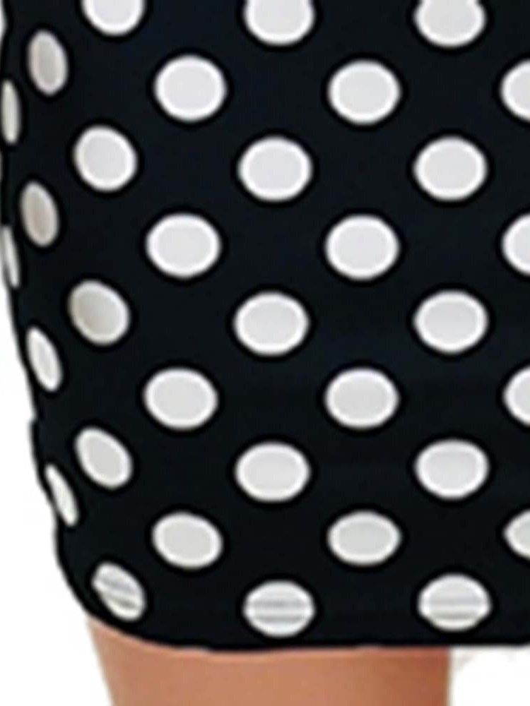 Frauen Figurbetontes Kleid Mit Polka-dot-print Über Dem Knie