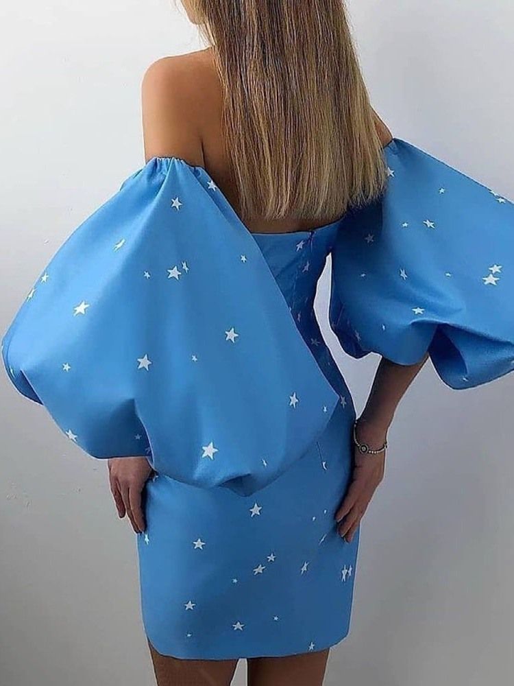 Frauen Über Dem Knie Dreiviertelärmel Rückenfreies Sexy Kleid