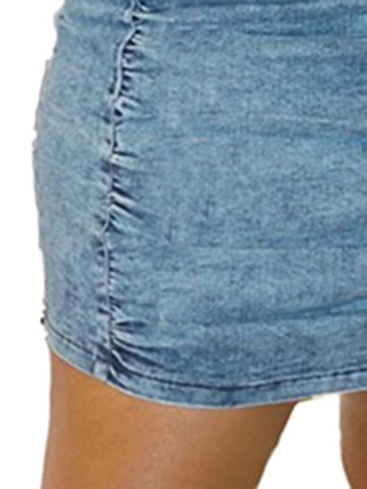 Frauenkleid Mit Über Dem Knie Plissiertem V-ausschnitt Und Pullover