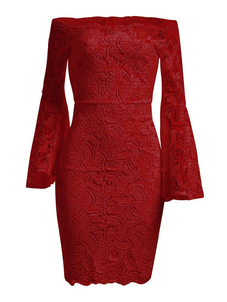 Hollow Flare Sleeve Lace Damen Figurbetontes Kleid