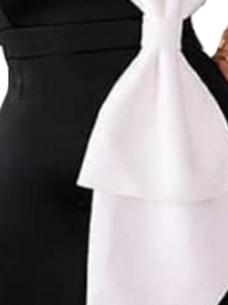 Knielanges Figurbetontes Kleid Mit Schleife Und Rundhalsausschnitt Für Damen