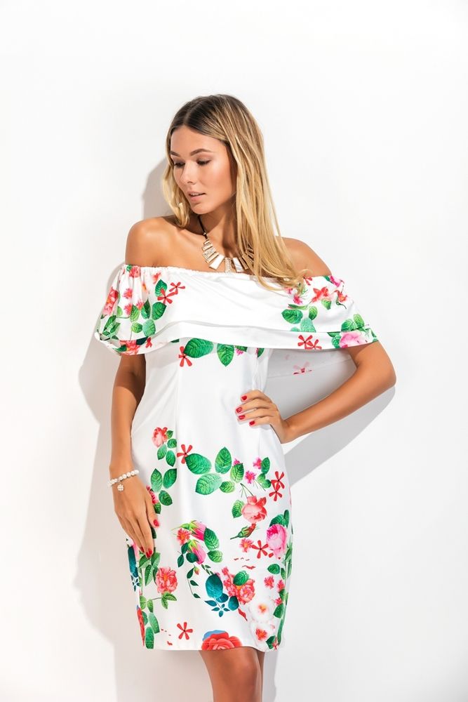 Off-the-shoulder Bodycon Kleid Mit Print Für Damen Mit Frischem Gefühl Printing