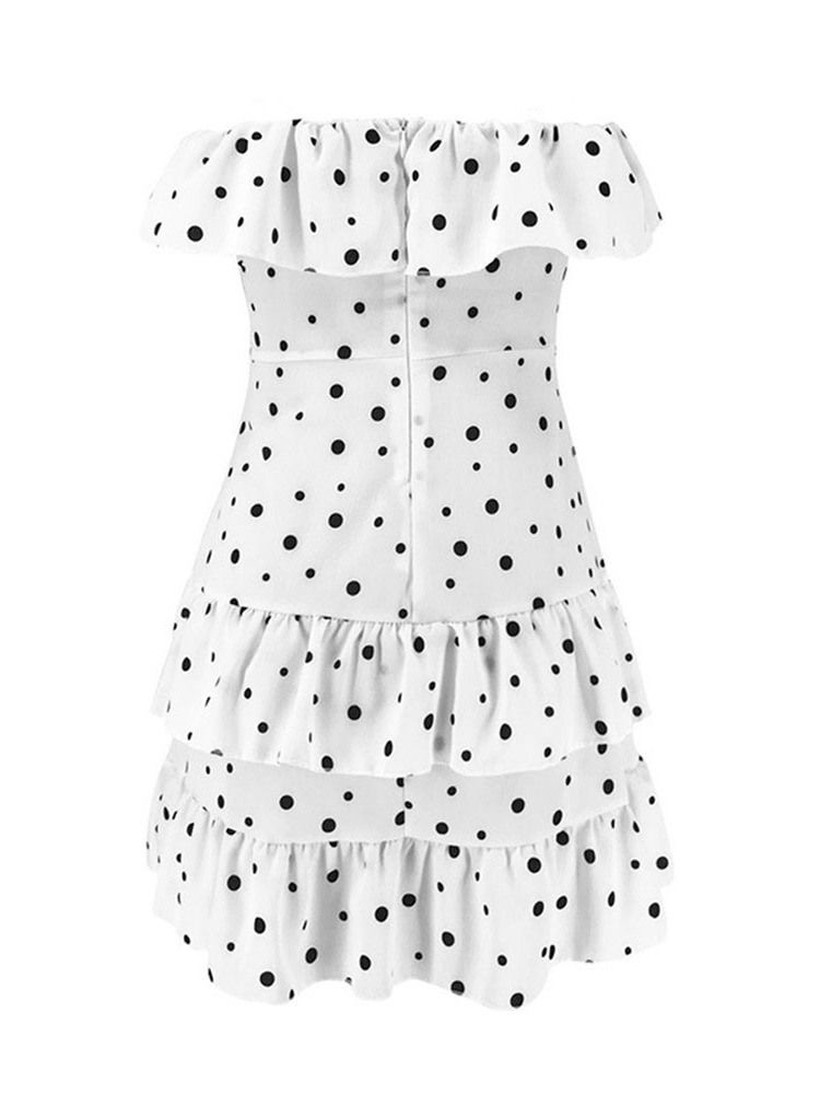 Trägerloses Ärmelloses Kleid Mit Polka Dots Für Damen