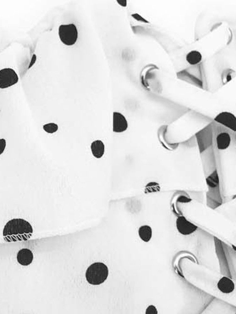 Trägerloses Ärmelloses Kleid Mit Polka Dots Für Damen