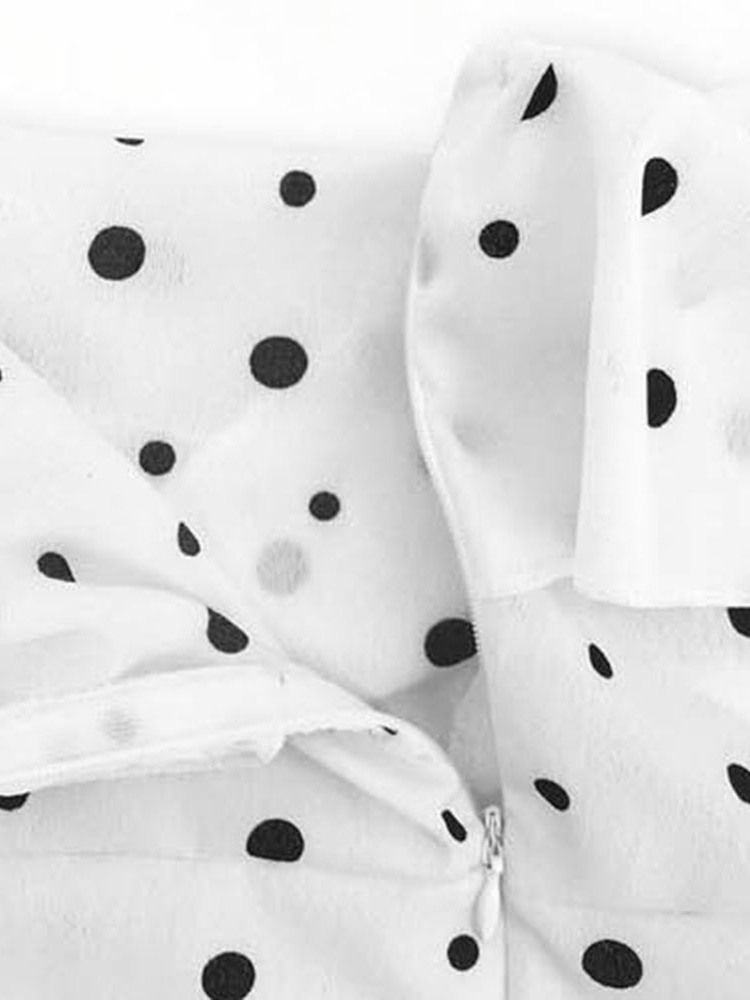 Trägerloses Ärmelloses Kleid Mit Polka Dots Für Damen