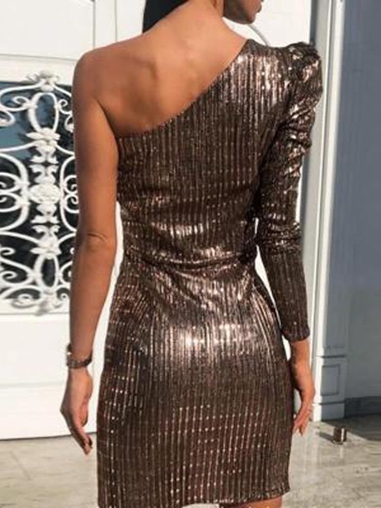 Über Dem Knie Patchwork Langarm Sexy Frauen Bodycon Kleid