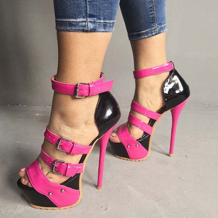 Faux Wildleder Stiletto Ferse Mit Farbblock-sandalen Für Damen