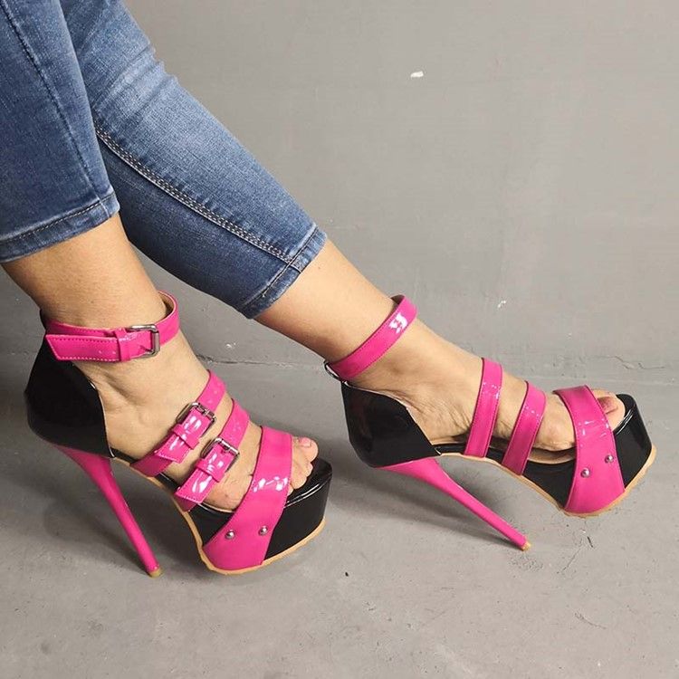 Faux Wildleder Stiletto Ferse Mit Farbblock-sandalen Für Damen