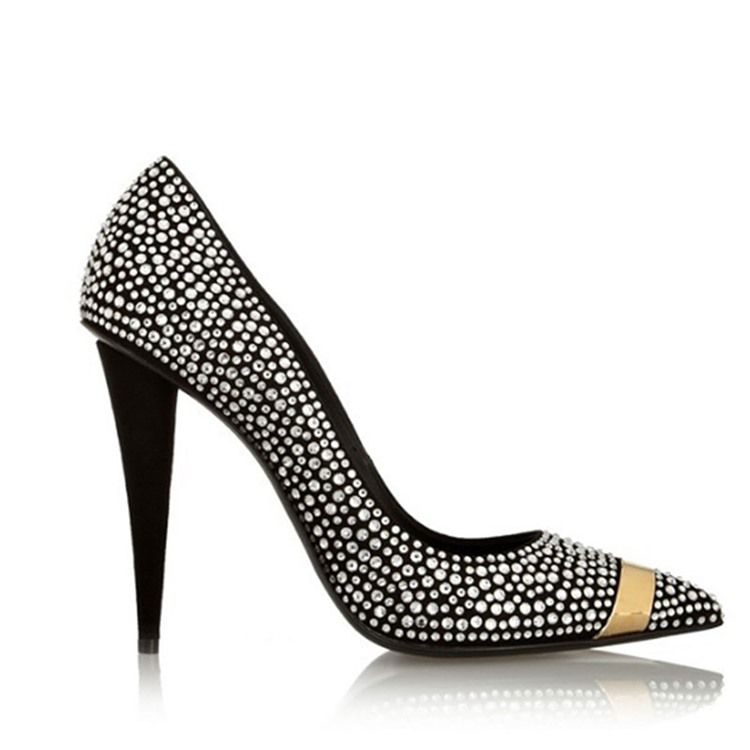 Stiletto Heel Spitz Zehen Strass Damen Ballschuhe